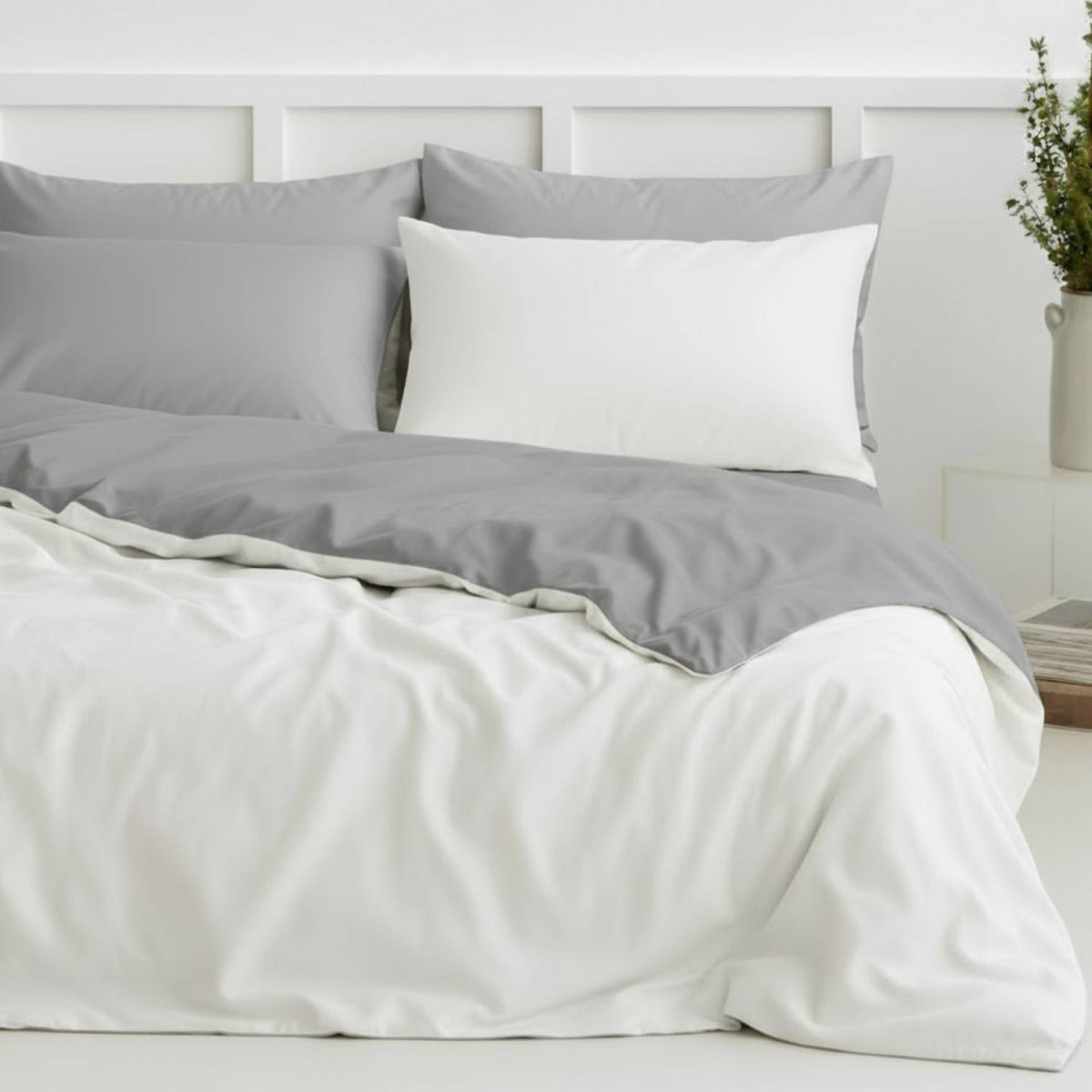 Pure Fiber Two - Tone Bamboo Duvet Cover & 2 Shams Set | Ultra - Soft 100% Bamboo Viscose Bedding