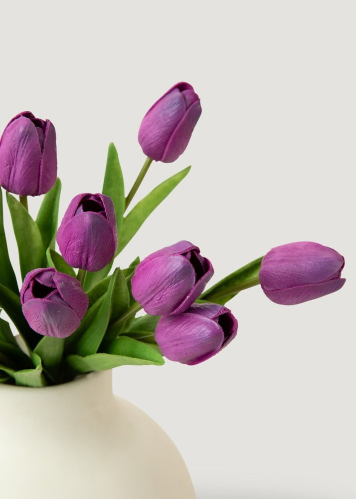 
                      
                        Afloral Purple Real Touch Faux Tulip Flower Bundle of 12 - lily & onyx
                      
                    