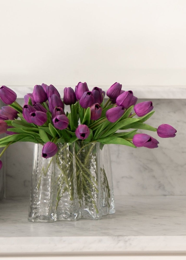 Afloral Purple Real Touch Faux Tulip Flower Bundle of 12 - lily & onyx