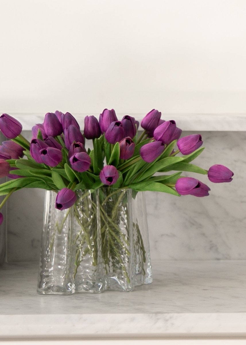 Afloral Purple Real Touch Faux Tulip Flower Bundle of 12 - lily & onyx