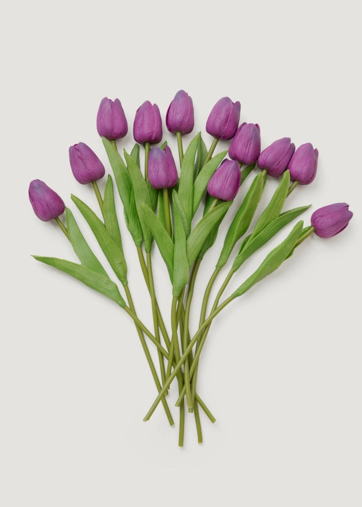 
                      
                        Afloral Purple Real Touch Faux Tulip Flower Bundle of 12 - lily & onyx
                      
                    