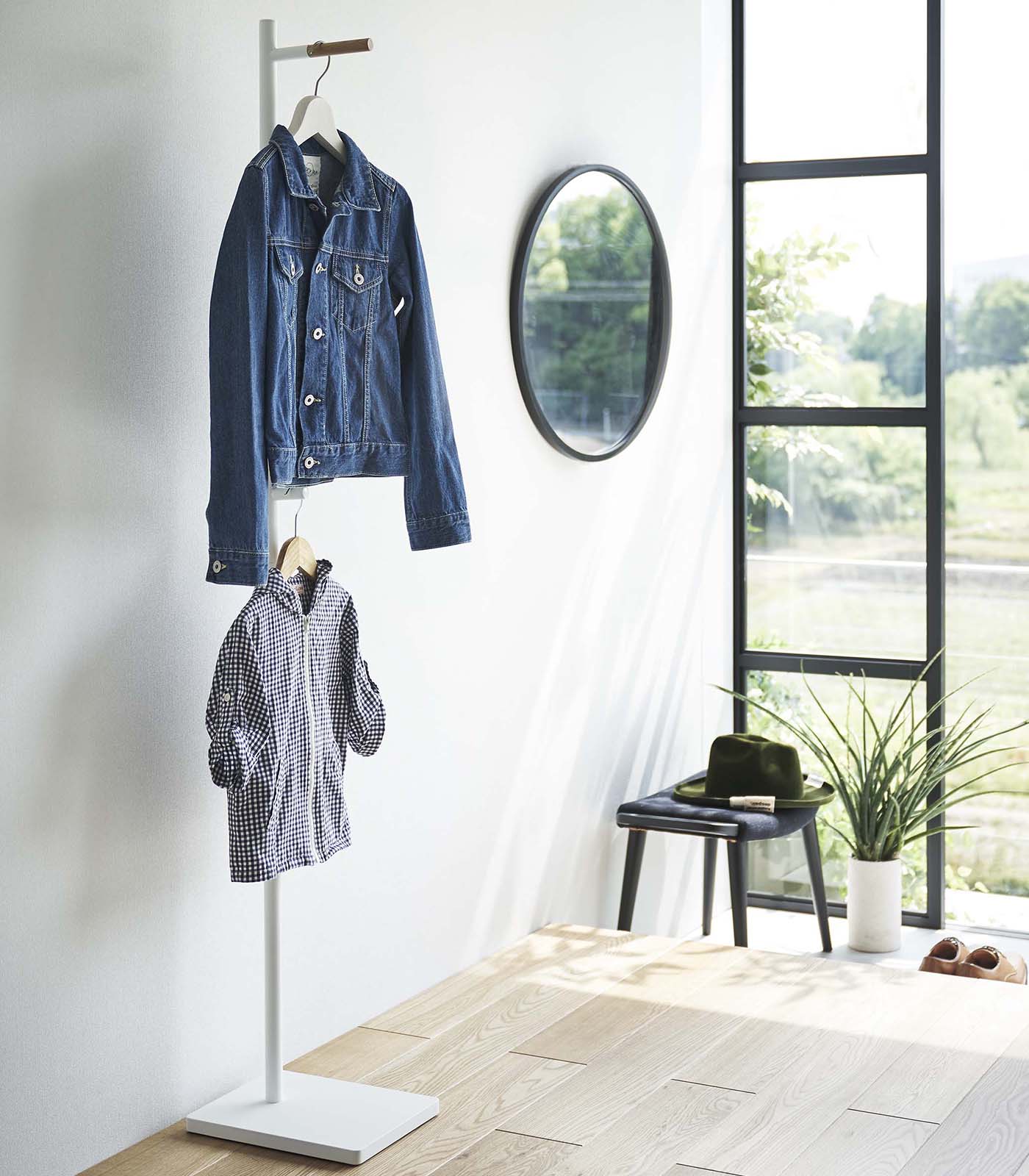 Steel & Wood Coat Rack, 63.98" H