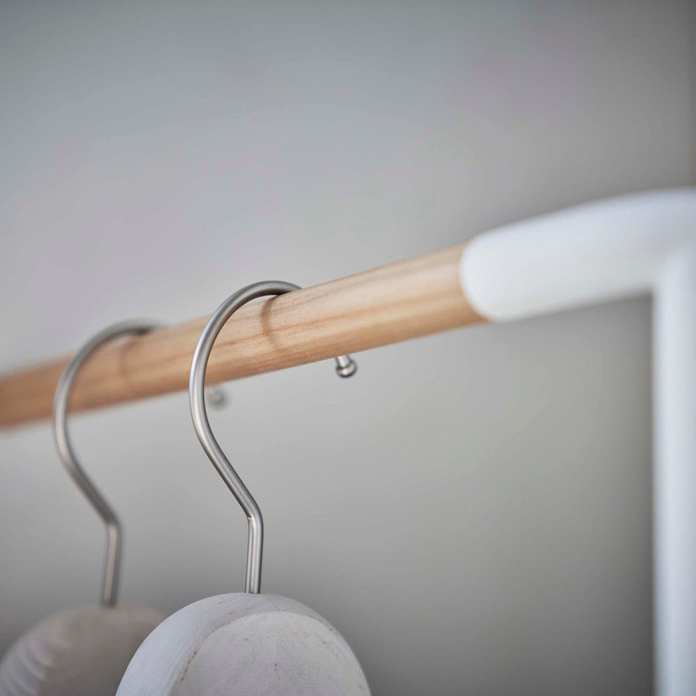 
                      
                        Corner Leaning Steel & Wood Coat Hanger, 63" H
                      
                    