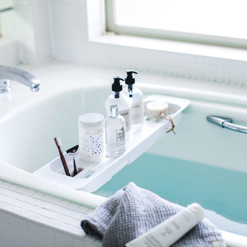 
                      
                        Expandable Bathtub Caddy, 2" H
                      
                    