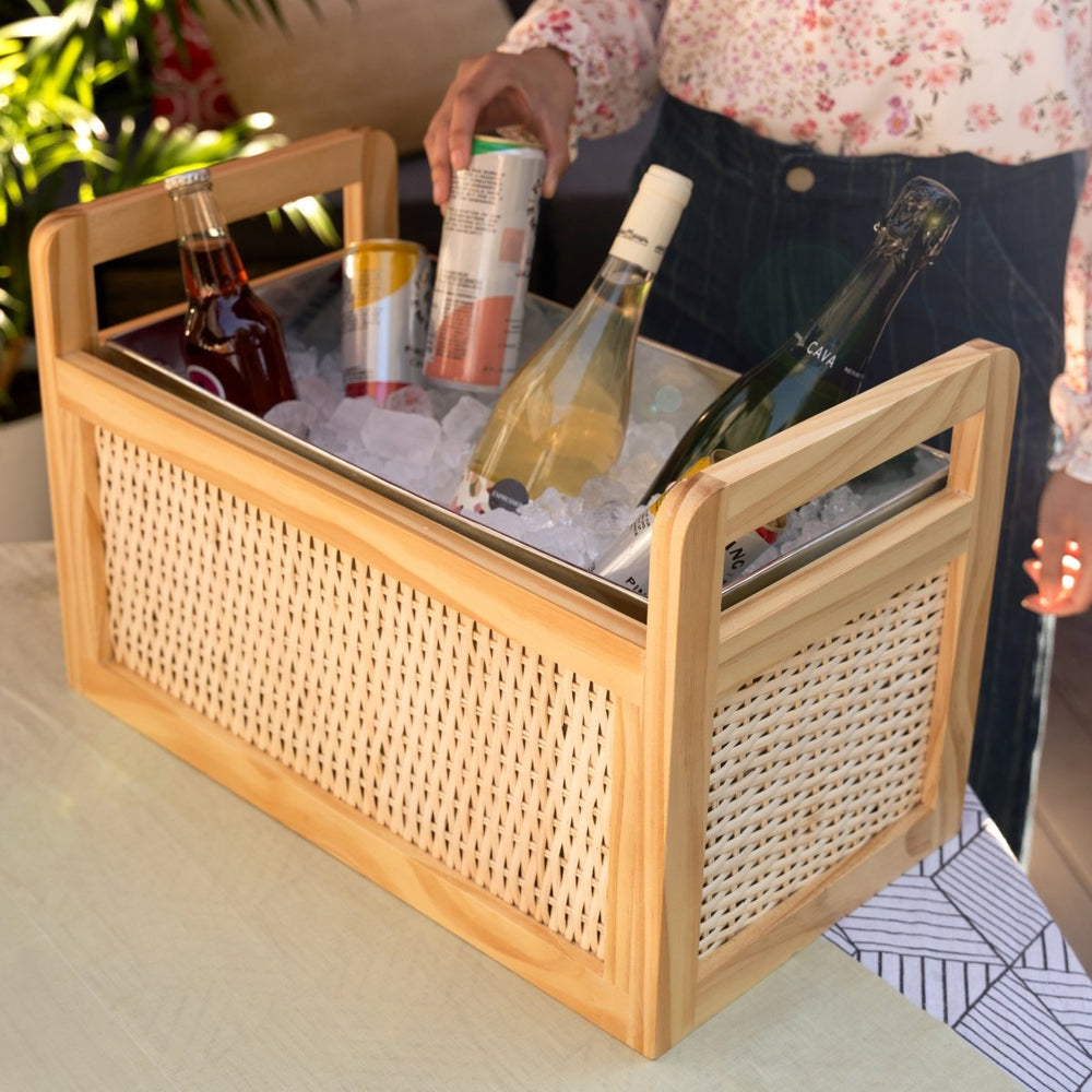 Twine Living Rattan & Wood Beverage Tub - lily & onyx