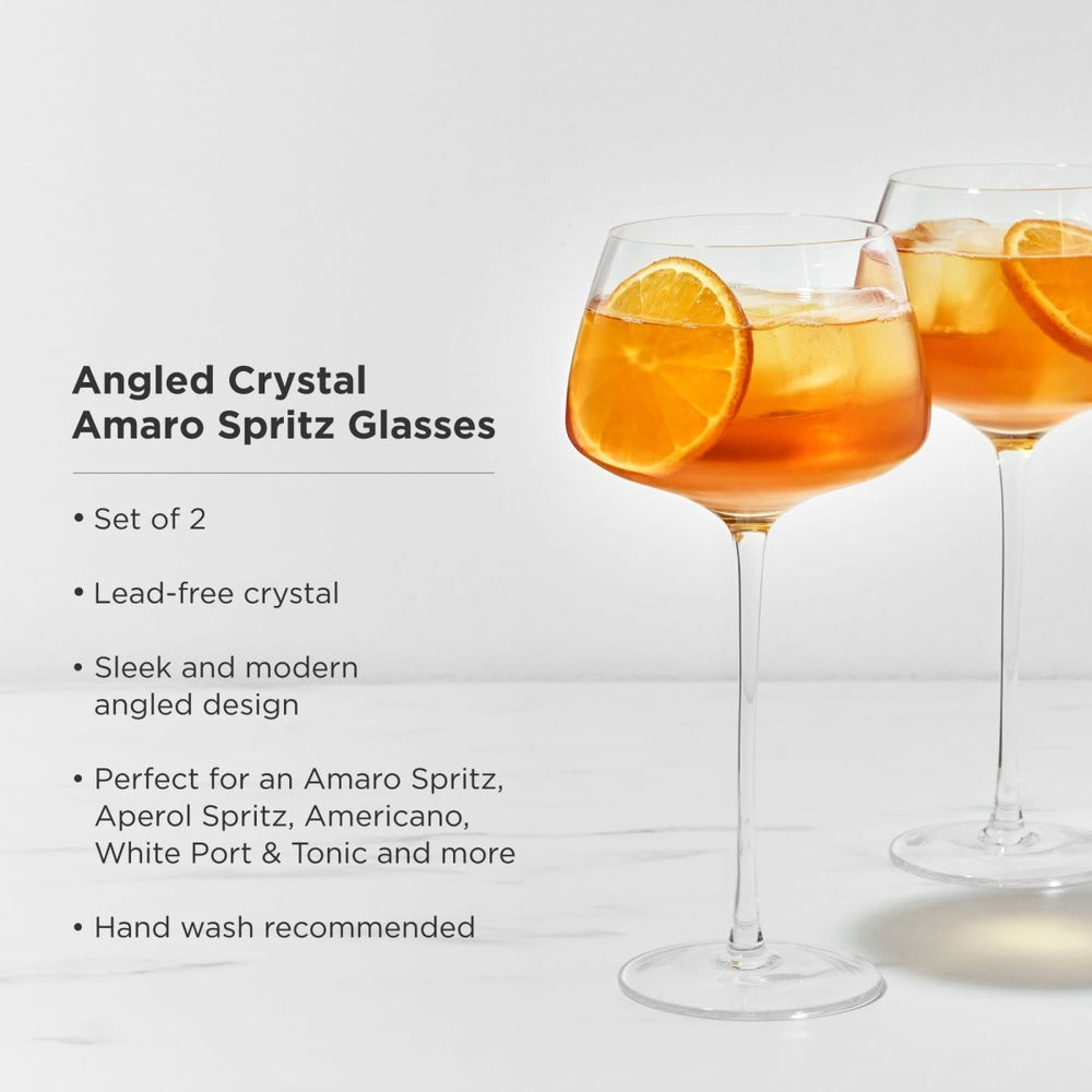 
                      
                        Viski Raye Angled Crystal Amaro Spritz Glasses, Set of 2 - lily & onyx
                      
                    