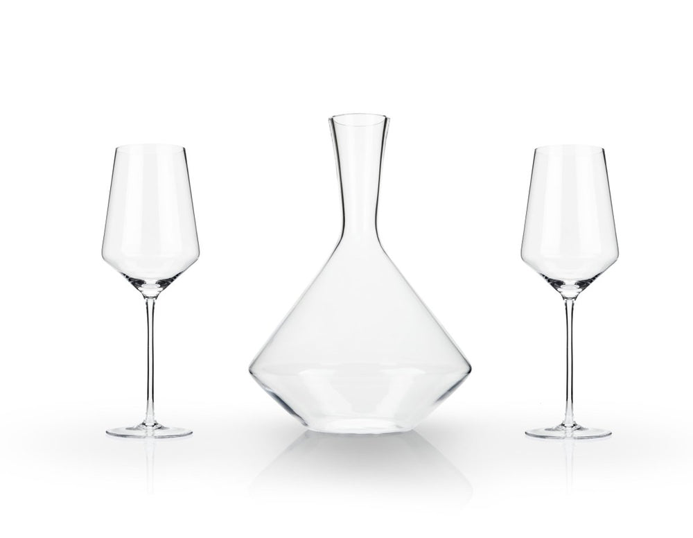 Viski Raye Angled Crystal Bordeaux Decanter & Wine Glass Set - lily & onyx