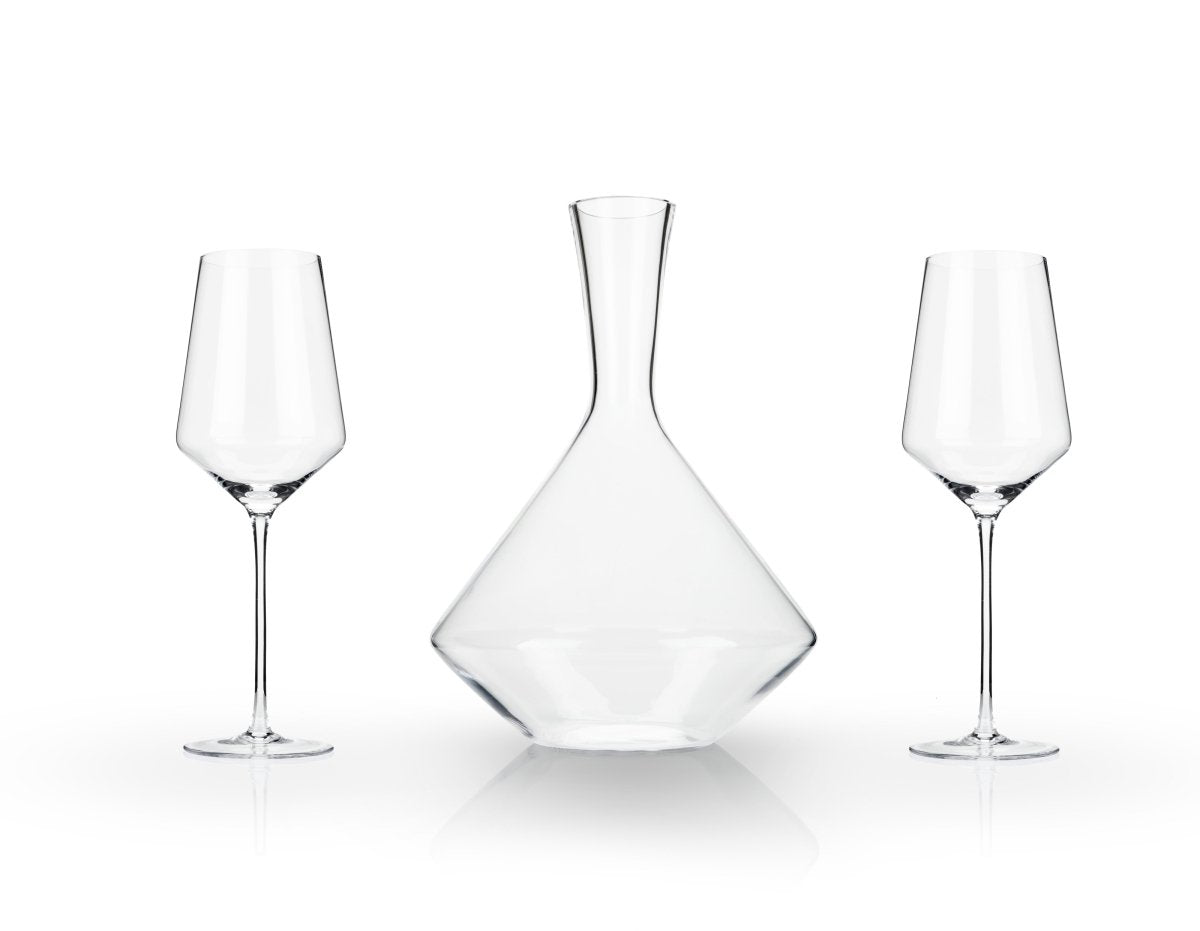 Viski Raye Angled Crystal Bordeaux Decanter & Wine Glass Set - lily & onyx