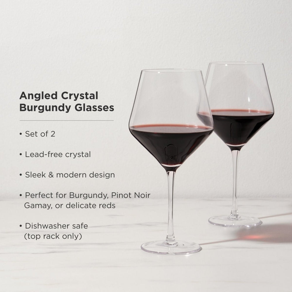 
                      
                        Viski Raye Angled Crystal Burgundy Glasses, Set of 2 - lily & onyx
                      
                    