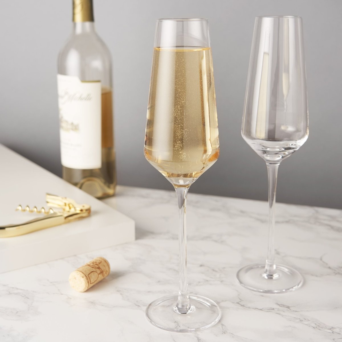 Viski Raye Angled Crystal Champagne Flutes, Set of 2 - lily & onyx