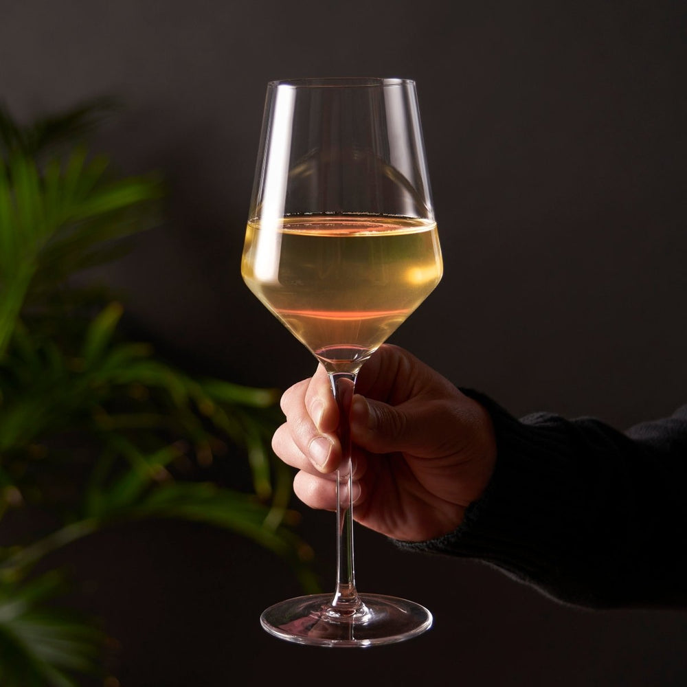 Viski Raye Angled Crystal Chardonnay Glasses, Set of 2 - lily & onyx