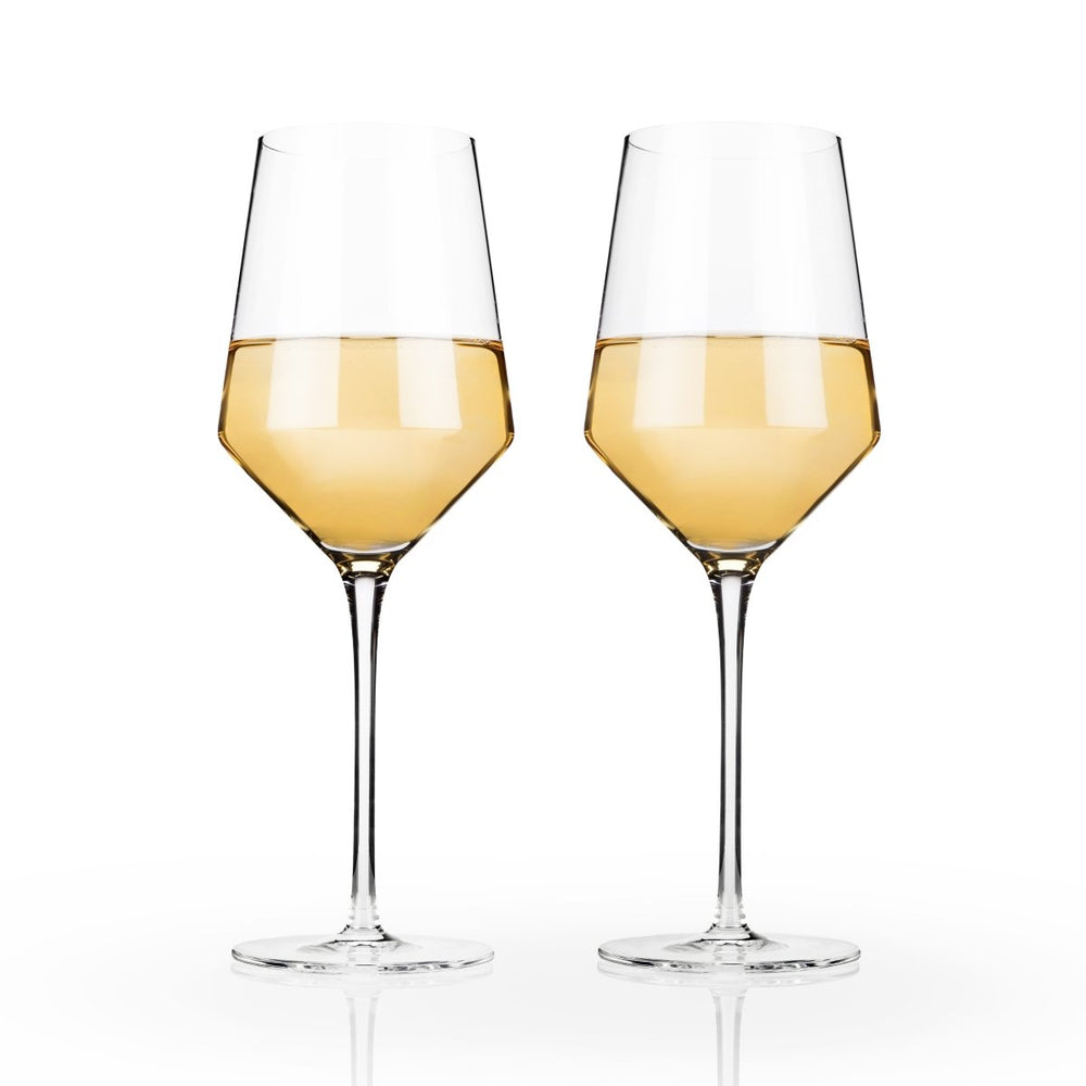 
                      
                        Viski Raye Angled Crystal Chardonnay Glasses, Set of 2 - lily & onyx
                      
                    