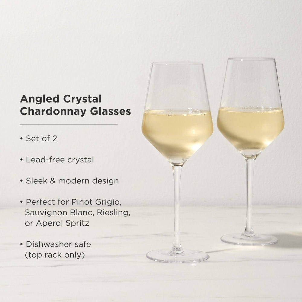 
                      
                        Viski Raye Angled Crystal Chardonnay Glasses, Set of 2 - lily & onyx
                      
                    