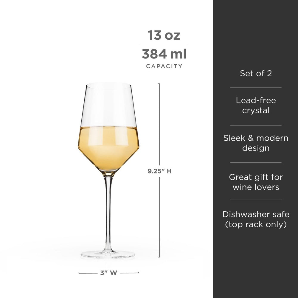 
                      
                        Viski Raye Angled Crystal Chardonnay Glasses, Set of 2 - lily & onyx
                      
                    