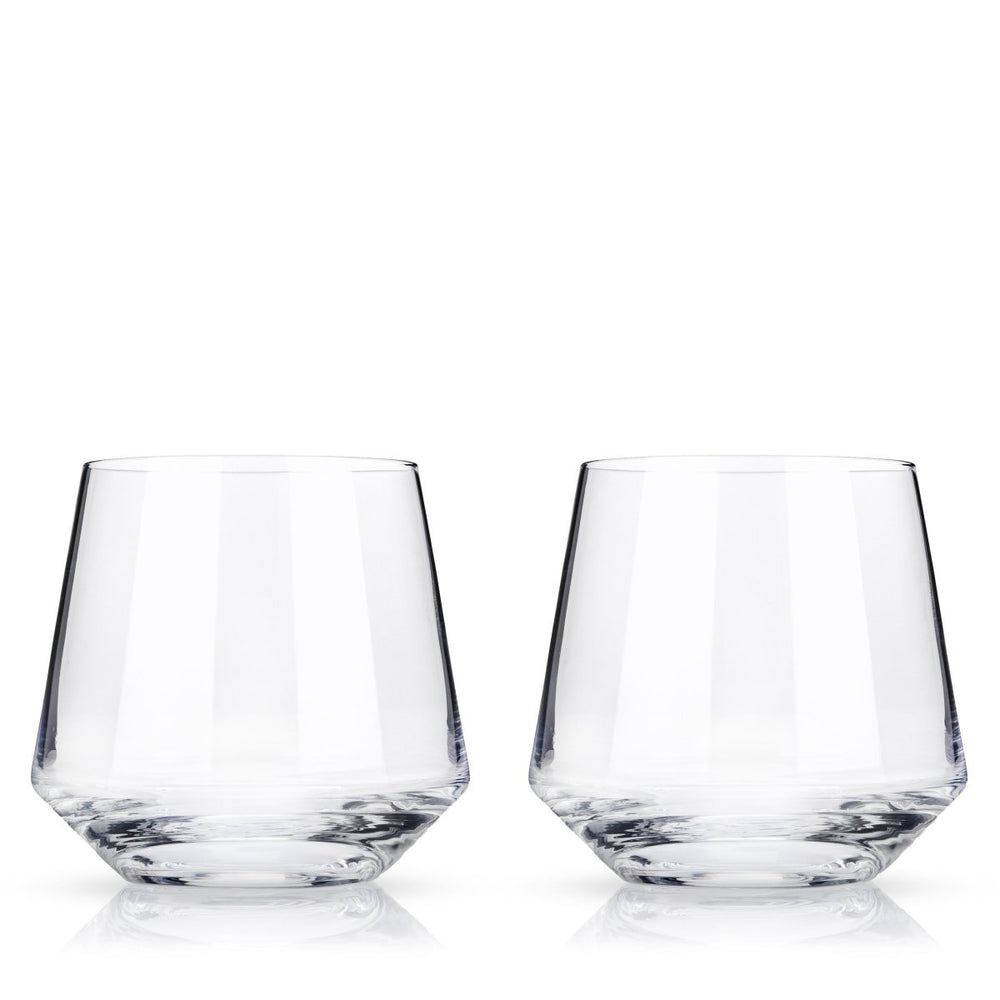 Viski Raye Angled Crystal Cocktail Tumblers, Set of 2 - lily & onyx
