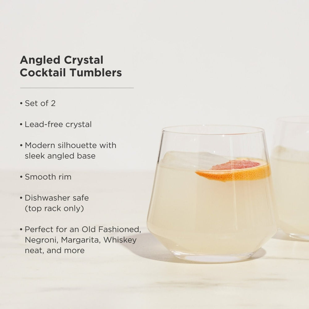 
                      
                        Viski Raye Angled Crystal Cocktail Tumblers, Set of 2 - lily & onyx
                      
                    