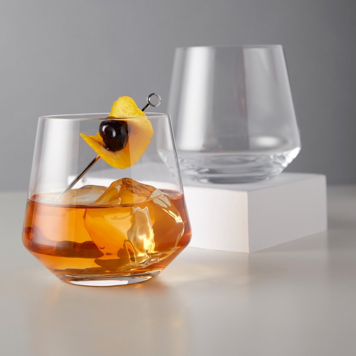 Viski Raye Angled Crystal Cocktail Tumblers, Set of 2 - lily & onyx
