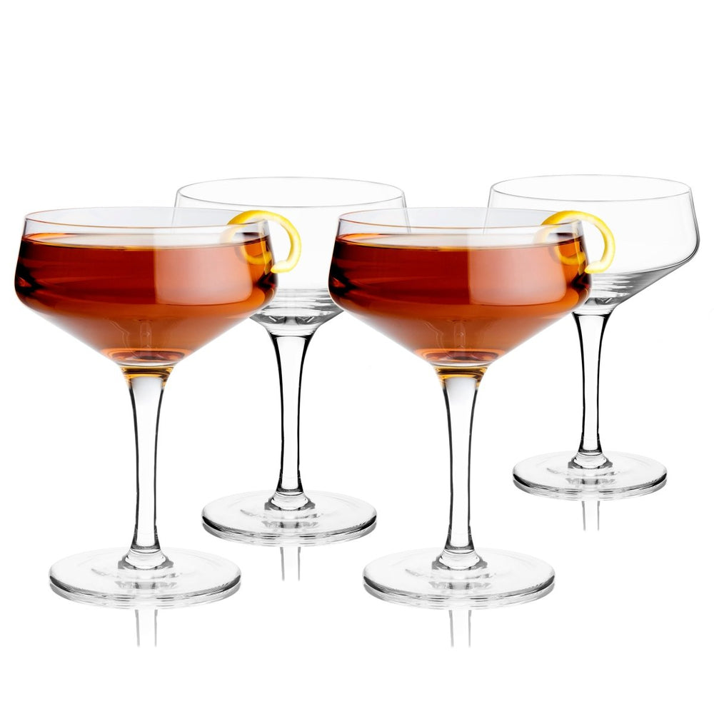 
                      
                        Viski Raye Angled Crystal Coupe Glasses, Set of 4 - lily & onyx
                      
                    