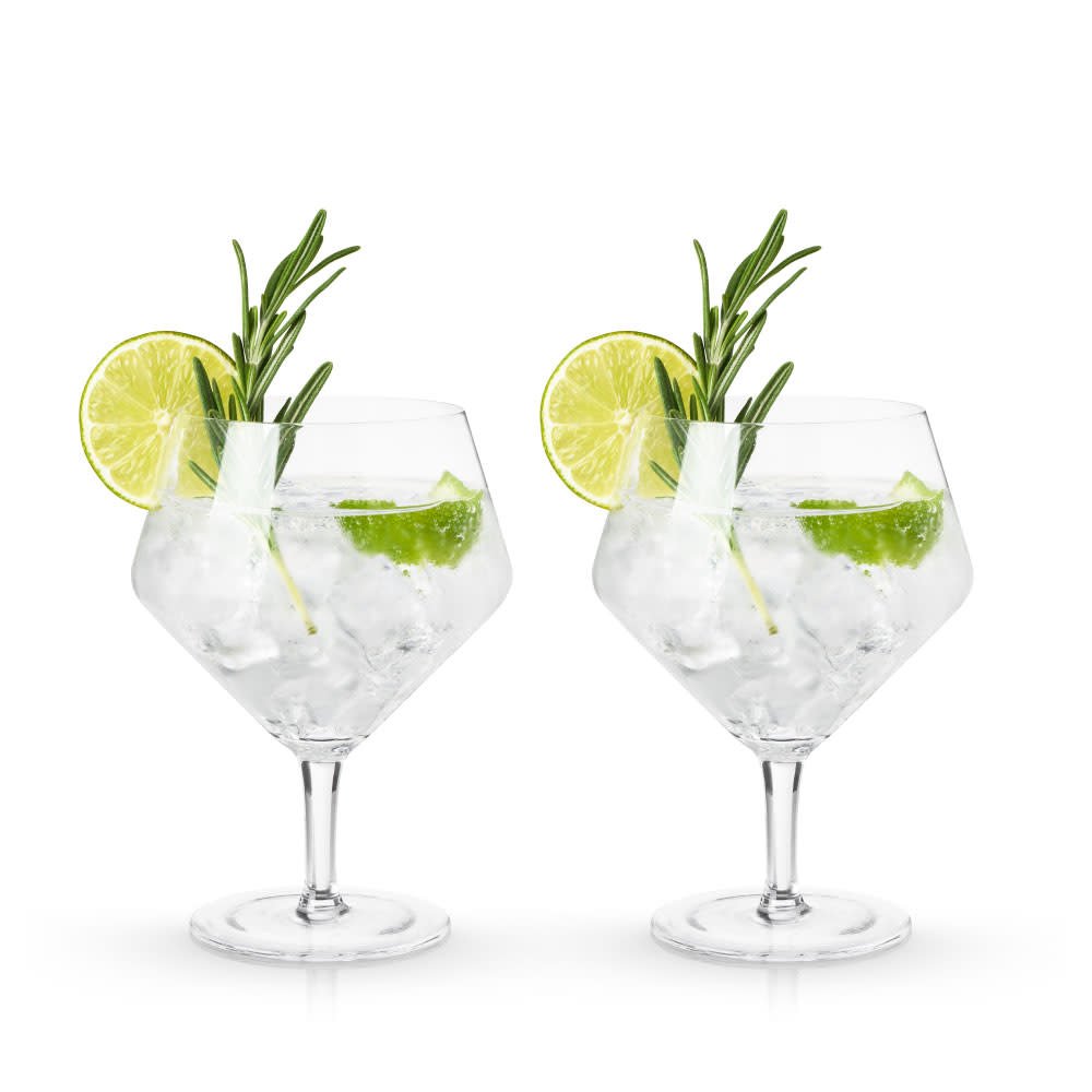 Viski Raye Angled Crystal Gin & Tonic Glasses, Set of 2 - lily & onyx