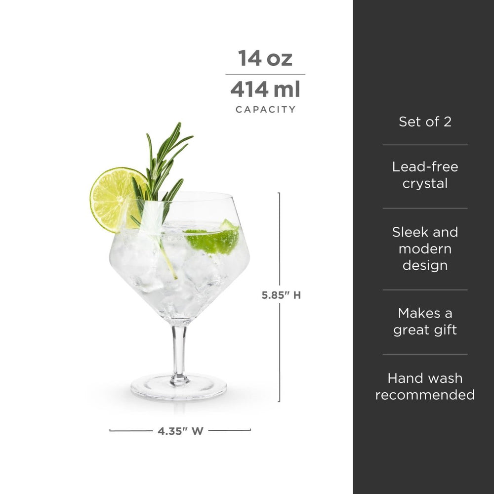 
                      
                        Viski Raye Angled Crystal Gin & Tonic Glasses, Set of 2 - lily & onyx
                      
                    