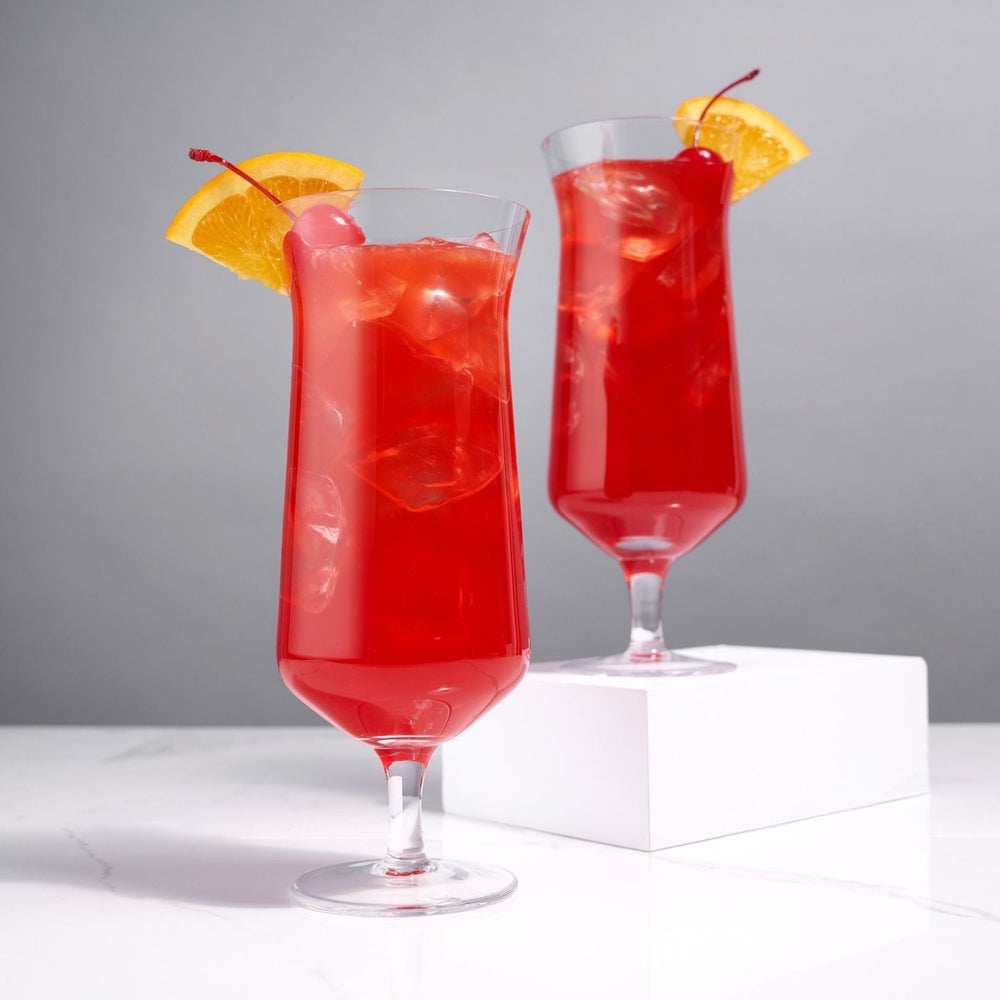 Viski Raye Angled Crystal Hurricane Glasses, Set of 2 - lily & onyx