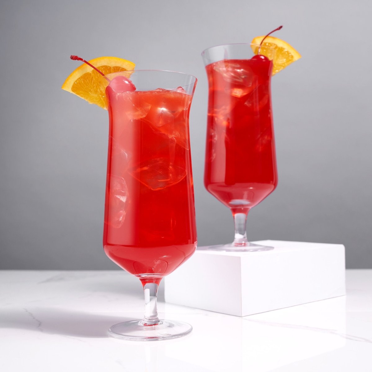 Viski Raye Angled Crystal Hurricane Glasses, Set of 2 - lily & onyx