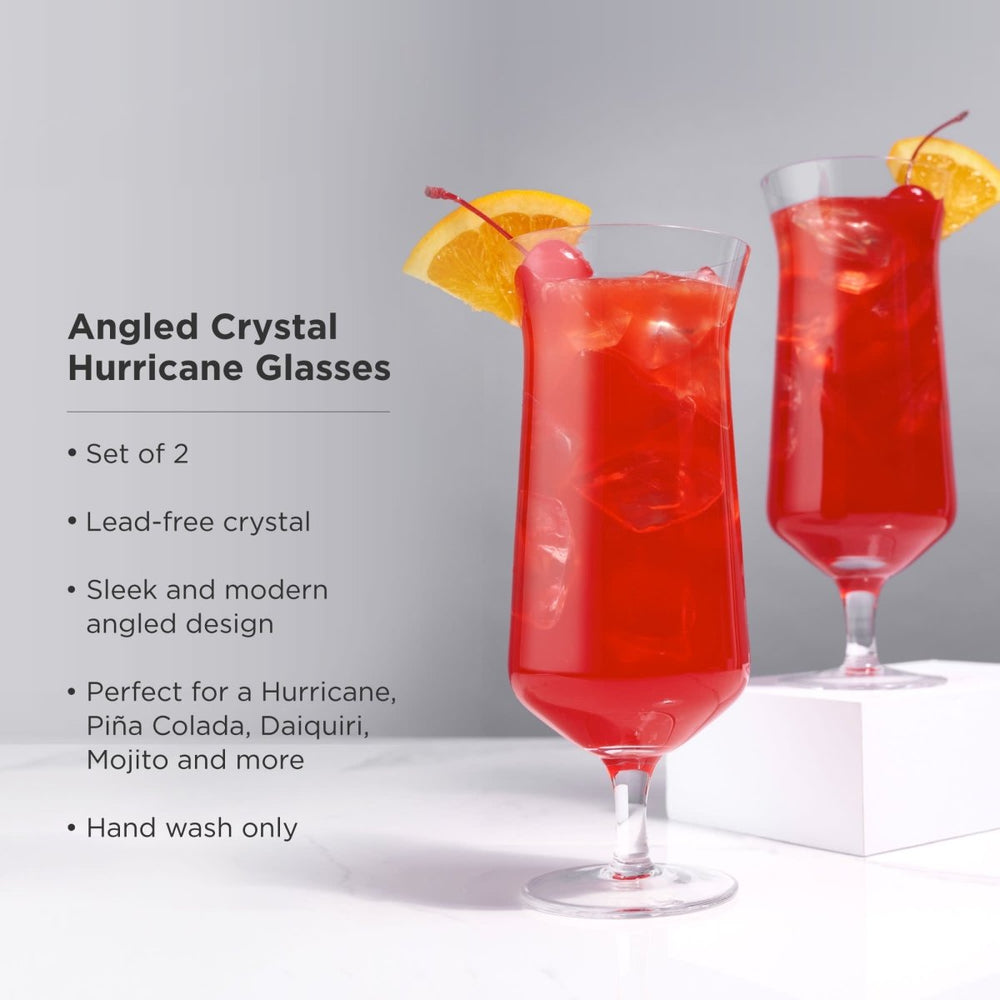 
                      
                        Viski Raye Angled Crystal Hurricane Glasses, Set of 2 - lily & onyx
                      
                    