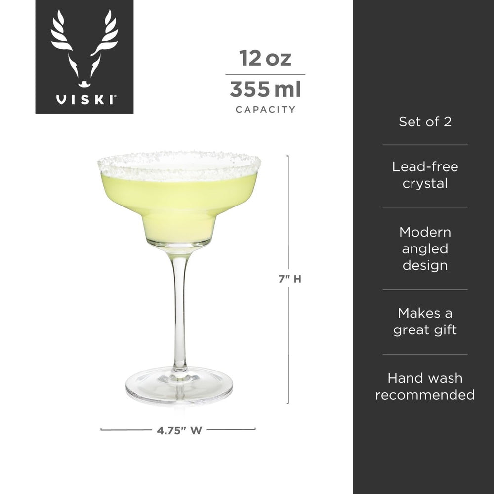 
                      
                        Viski Raye Angled Crystal Margarita Glasses, Set of 2 - lily & onyx
                      
                    