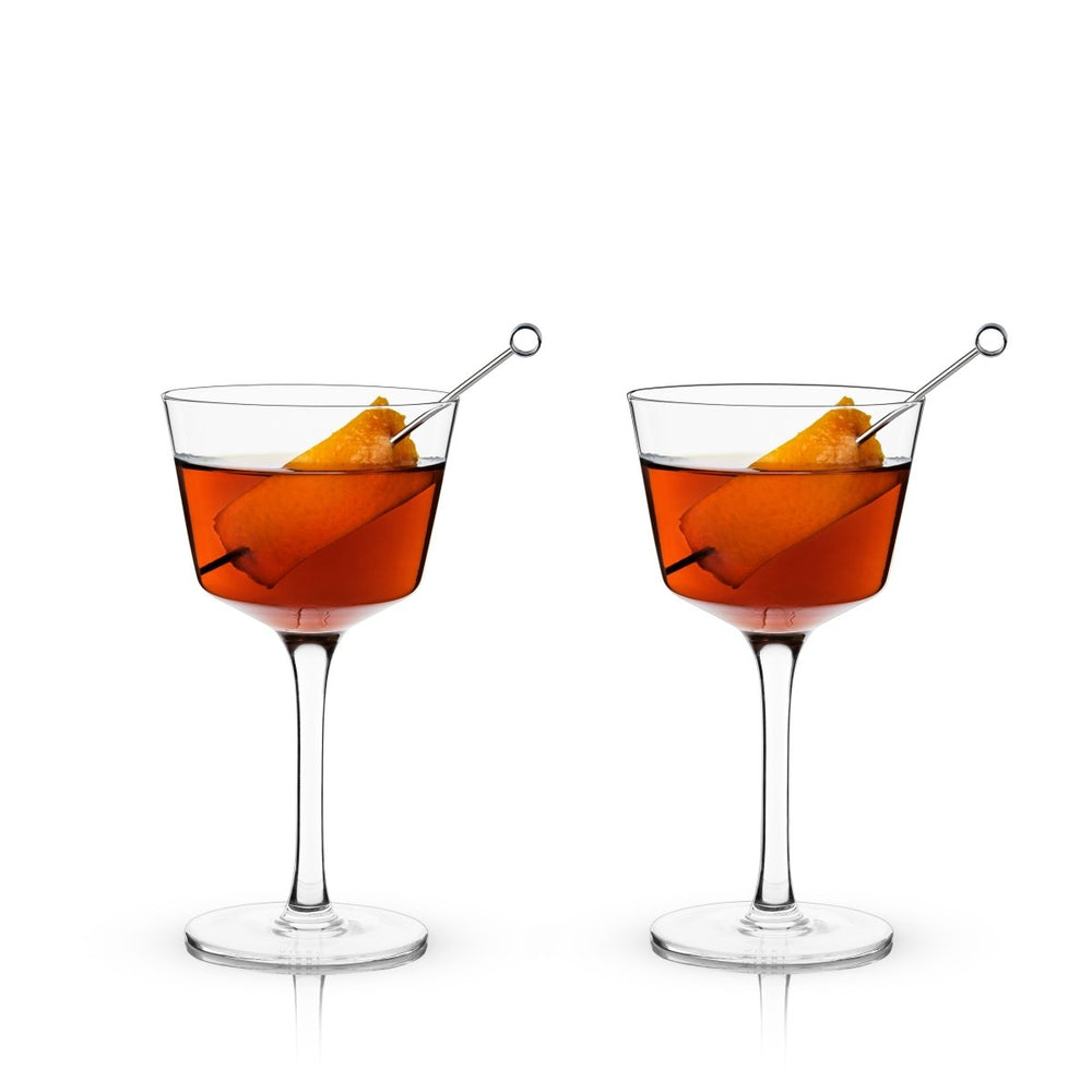 
                      
                        Viski Raye Angled Crystal Nick & Nora Glasses, Set of 2 - lily & onyx
                      
                    