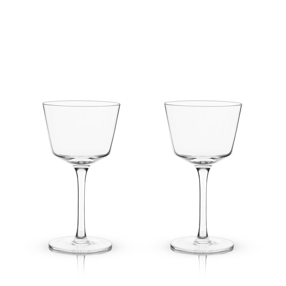 Viski Raye Angled Crystal Nick & Nora Glasses, Set of 2 - lily & onyx