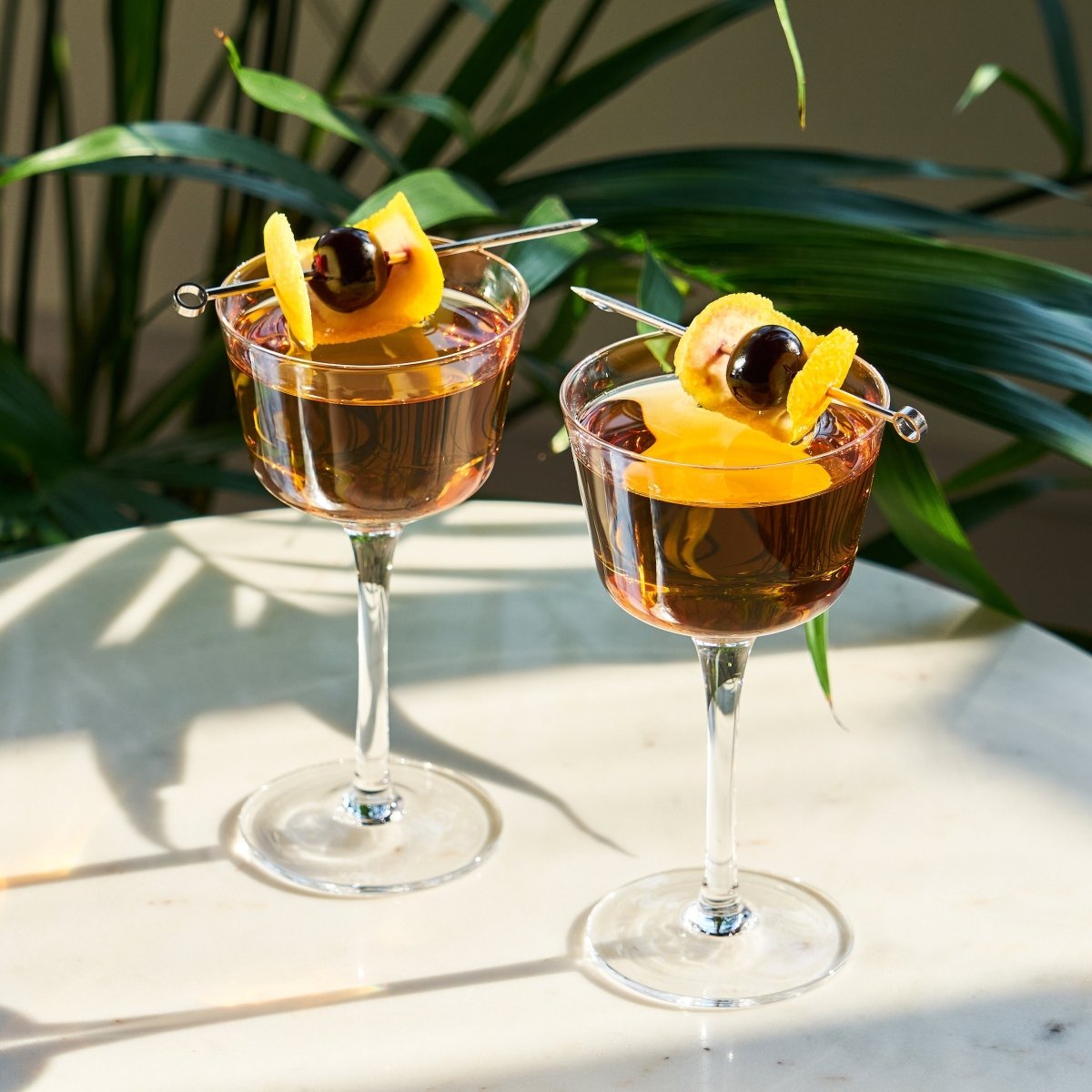 Viski Raye Angled Crystal Nick & Nora Glasses, Set of 2 - lily & onyx