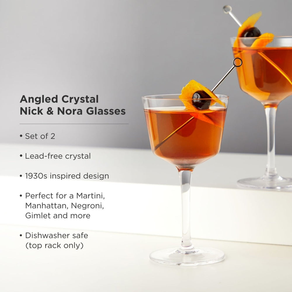 
                      
                        Viski Raye Angled Crystal Nick & Nora Glasses, Set of 2 - lily & onyx
                      
                    