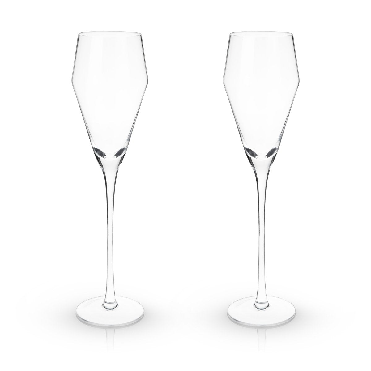 Viski Raye Angled Crystal Prosecco Glasses, Set of 2 - lily & onyx