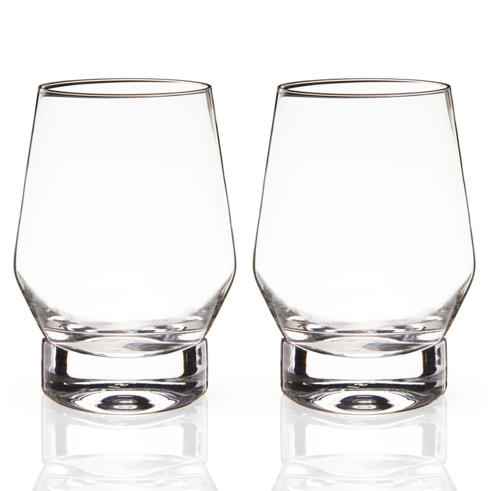 Viski Raye Heavy Base Crystal Whiskey Glasses, Set of 2 - lily & onyx
