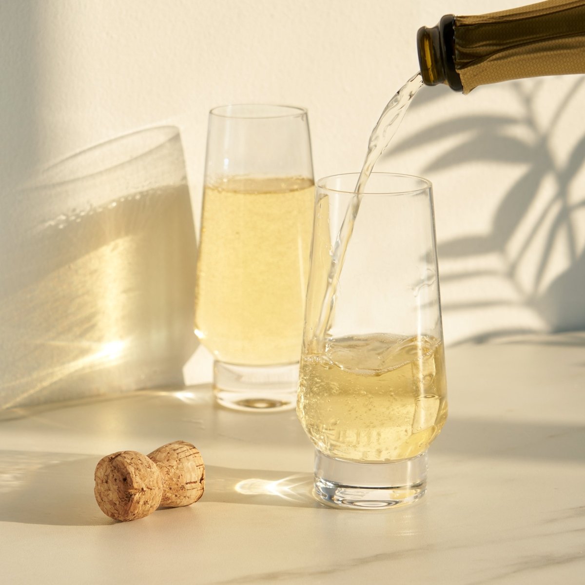 Viski Raye Heavy Base Stemless Crystal Champagne Flutes, Set of 2 - lily & onyx