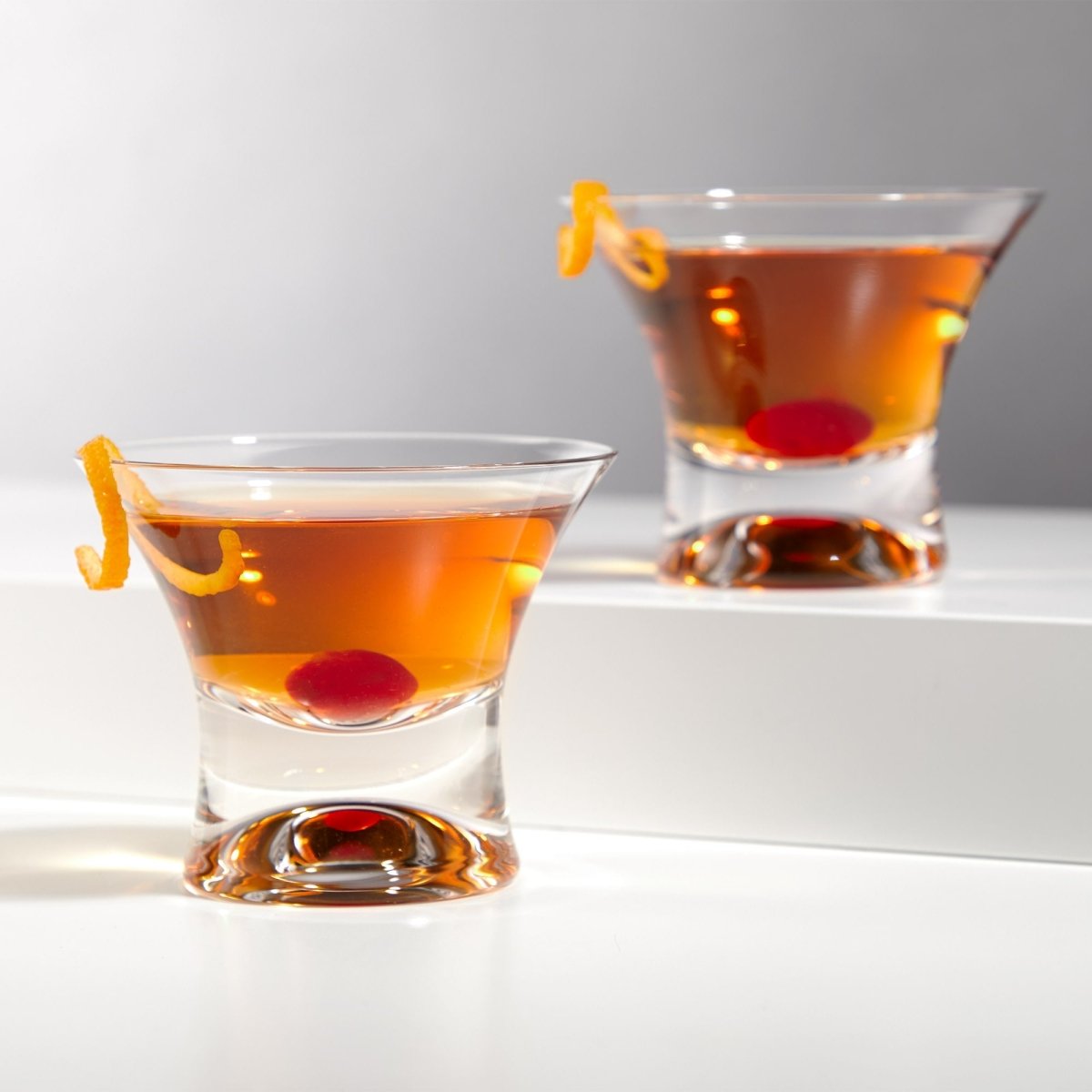 Viski Raye Heavy Base Stemless Crystal Manhattan Glasses, Set of 2 - lily & onyx