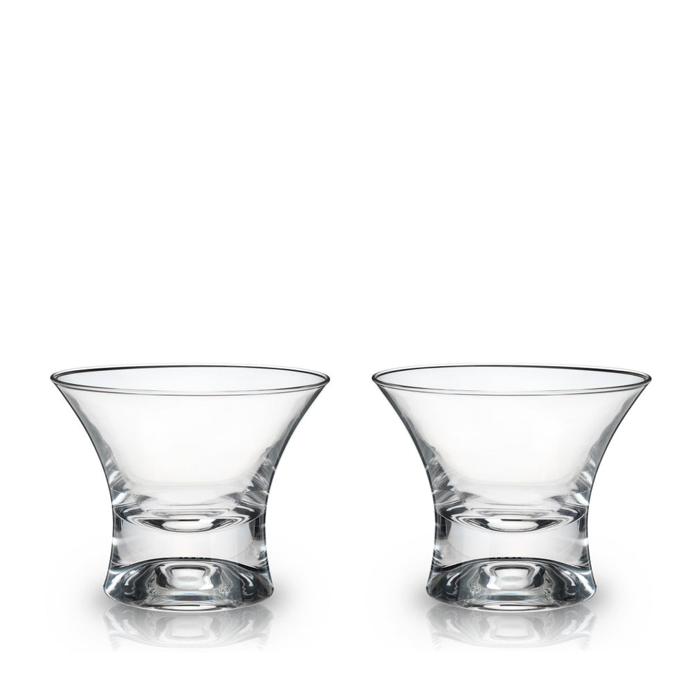 Viski Raye Heavy Base Stemless Crystal Manhattan Glasses, Set of 2 - lily & onyx