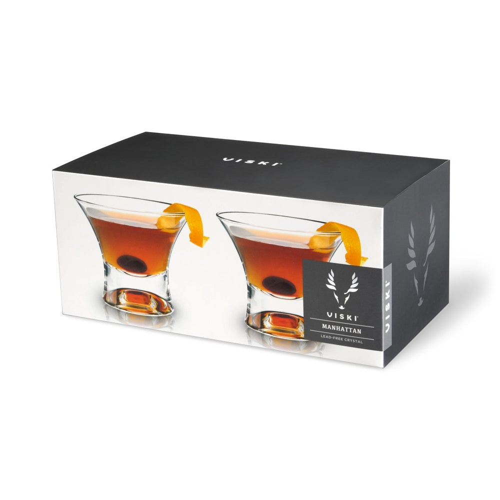 
                      
                        Viski Raye Heavy Base Stemless Crystal Manhattan Glasses, Set of 2 - lily & onyx
                      
                    