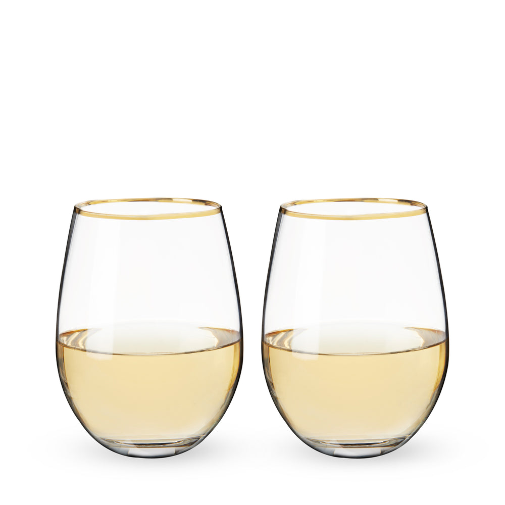 
                      
                        Gilded Stemless Wine Glasses, Set of 2
                      
                    