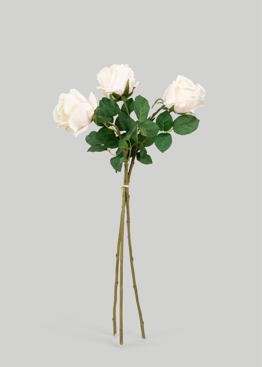 Afloral Real Touch Faux Flower Bundle of Cream Roses - 25.5" - lily & onyx