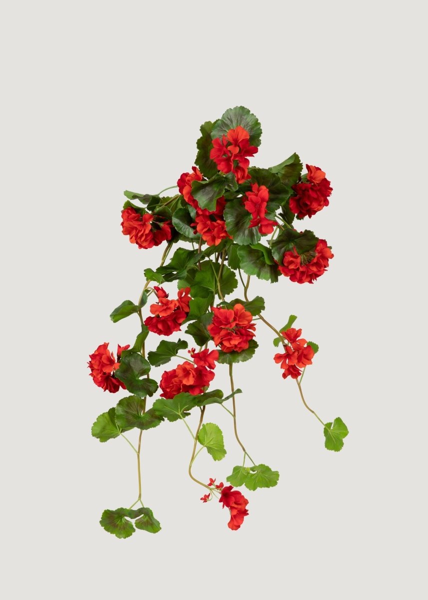 Afloral Red UV Treated Indoor/Outdoor Real Touch Geranium Hanging Bush - 36" - lily & onyx