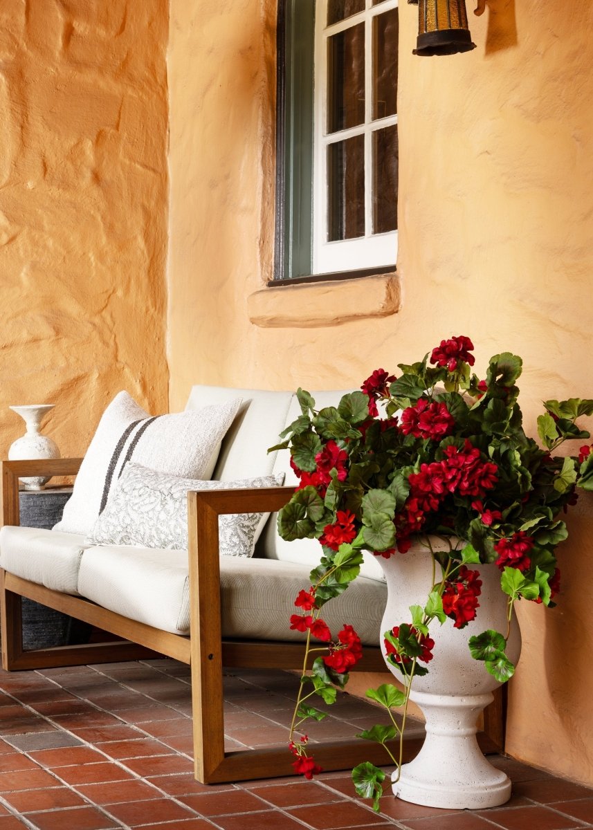 Afloral Red UV Treated Indoor/Outdoor Real Touch Geranium Hanging Bush - 36" - lily & onyx