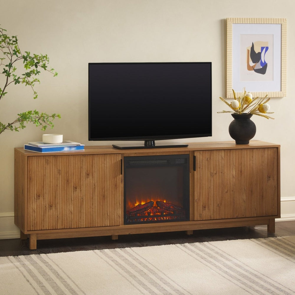 
                      
                        Walker Edison Reema Scandinavian 70" Modern Reeded TV Stand with Freestanding Electric Fireplace - lily & onyx
                      
                    