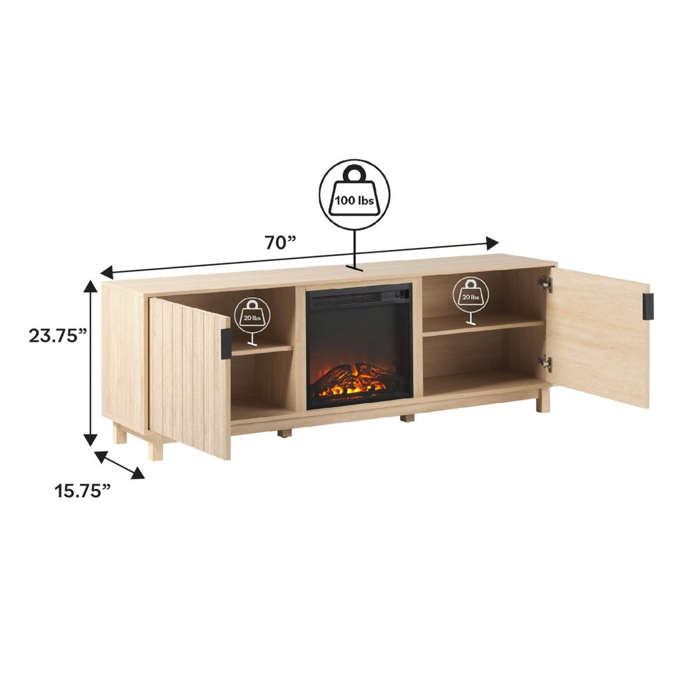 
                      
                        Walker Edison Reema Scandinavian 70" Modern Reeded TV Stand with Freestanding Electric Fireplace - lily & onyx
                      
                    