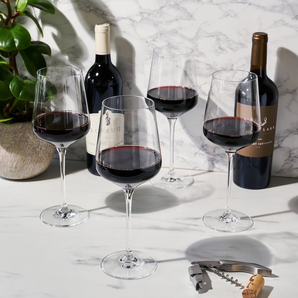 Viski Reserve Inez Crystal Bordeaux Glasses, Set of 4 - lily & onyx