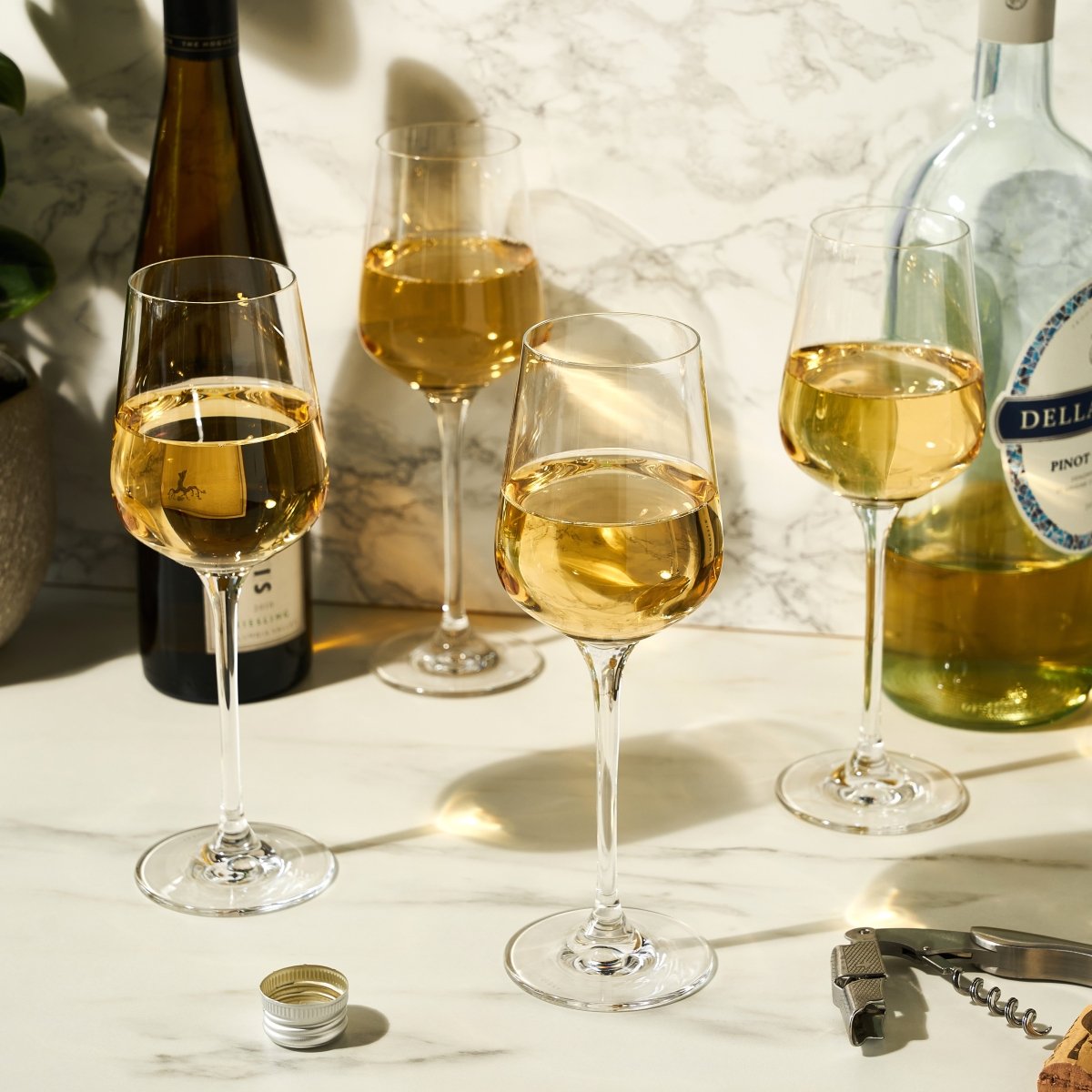 Viski Reserve Inez Crystal Chardonnay Glasses, Set of 4 - lily & onyx