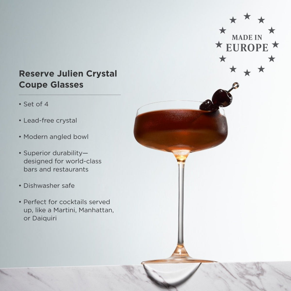 
                      
                        Viski Reserve Julien Crystal Coupe Glasses, Set of 4 - lily & onyx
                      
                    