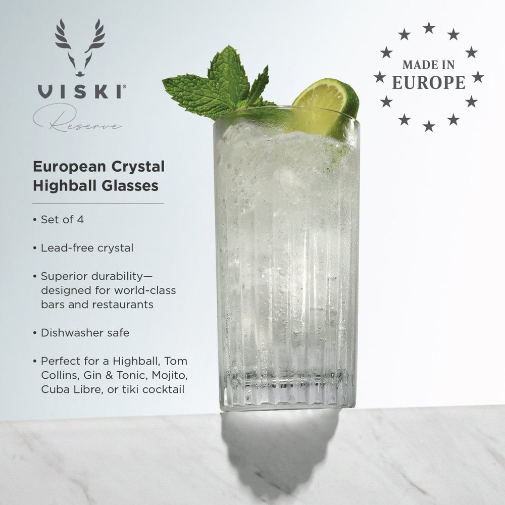 
                      
                        Viski Reserve Milo Crystal Highball Glasses, Set of 4 - lily & onyx
                      
                    