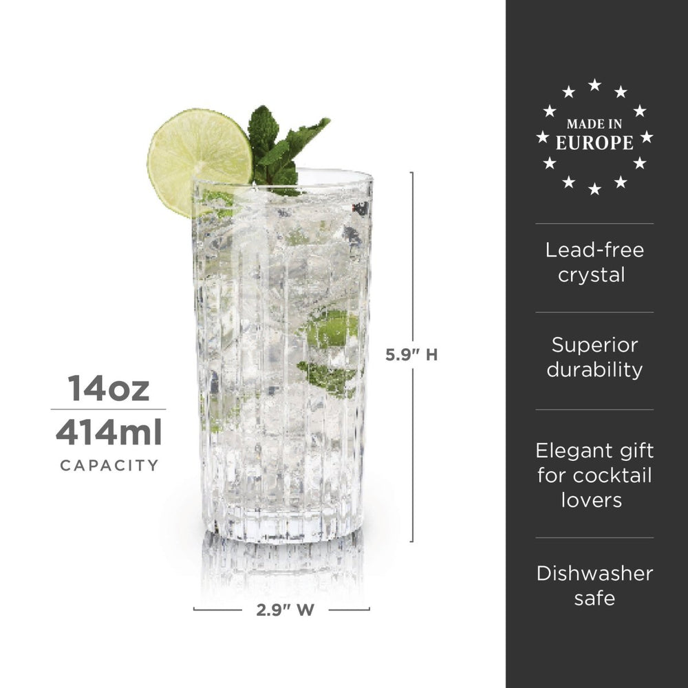 
                      
                        Viski Reserve Milo Crystal Highball Glasses, Set of 4 - lily & onyx
                      
                    