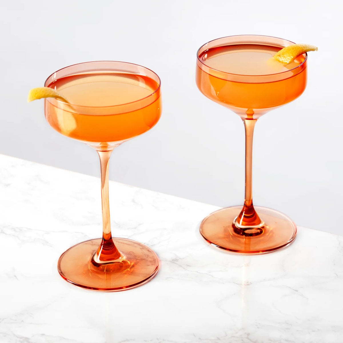 Reserve Nouveau Crystal Coupe Glasses in Amber, Set of 2